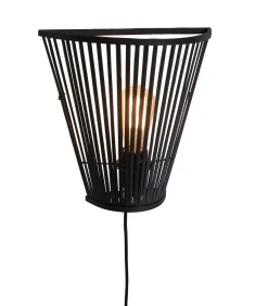 Sale Wandlamp Merapi - Bamboe Zwart - 30x15x30cm Muurverlichting