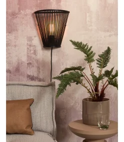 Sale Wandlamp Merapi - Bamboe Zwart - 30x15x30cm Muurverlichting