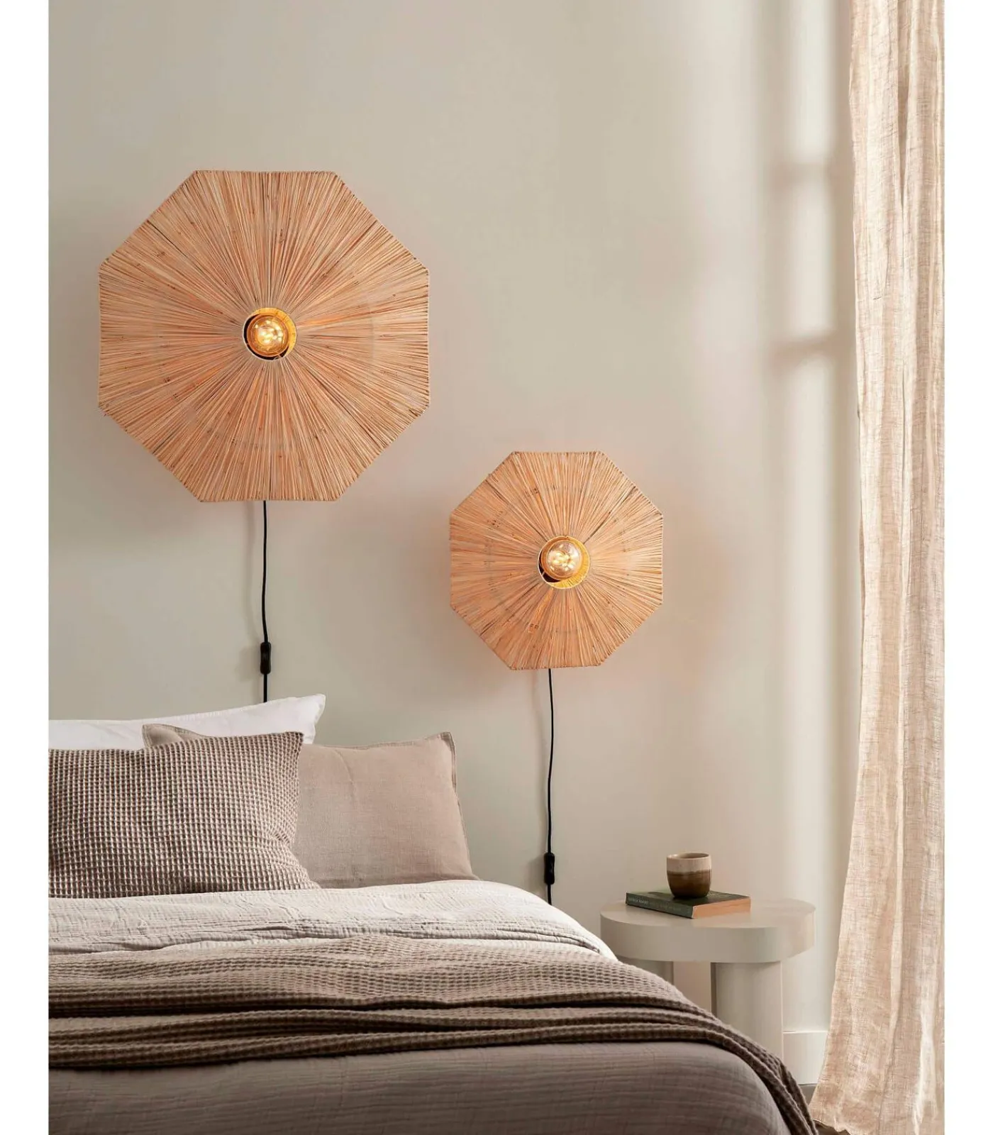 Hot Wandlamp Panama - Naturel - 45x7x45cm Muurverlichting