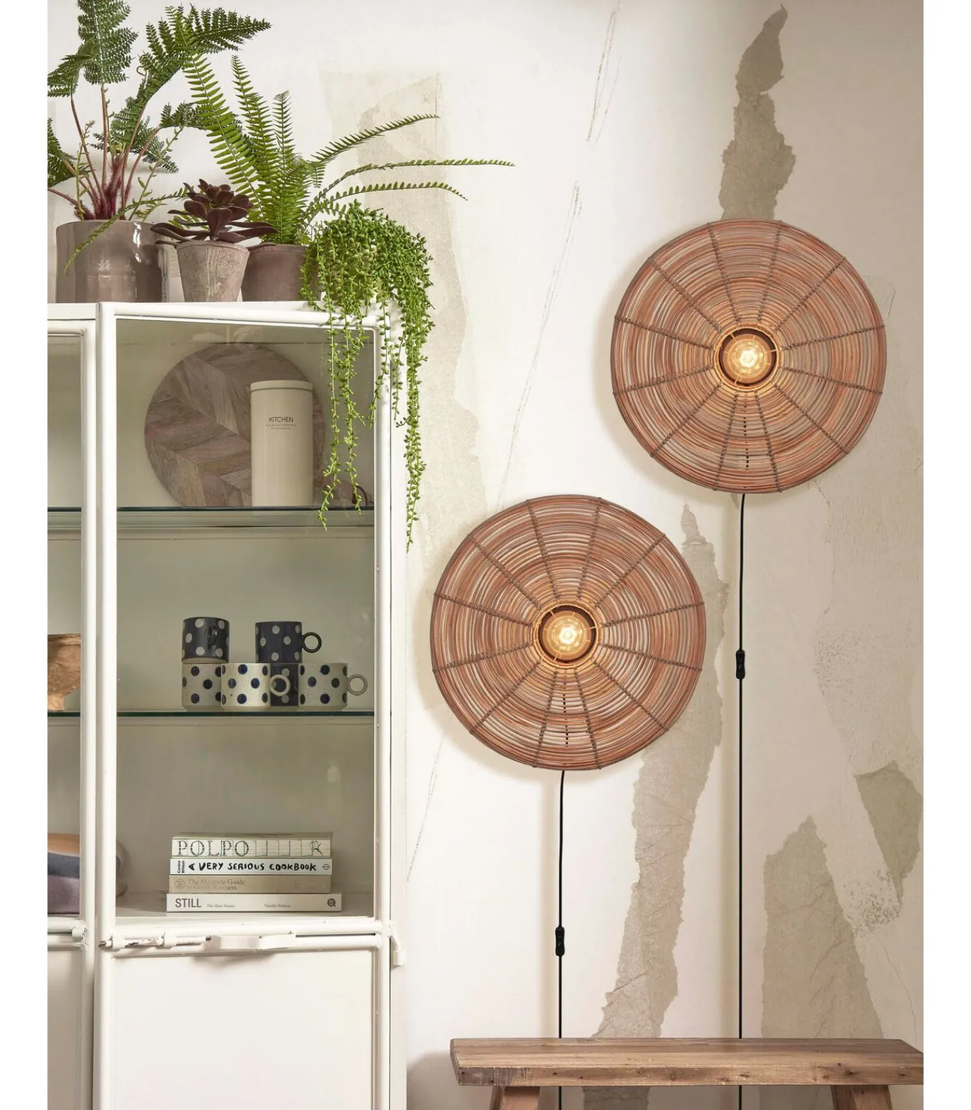 Hot Wandlamp Tanami - Rotan - Ø55cm Muurverlichting