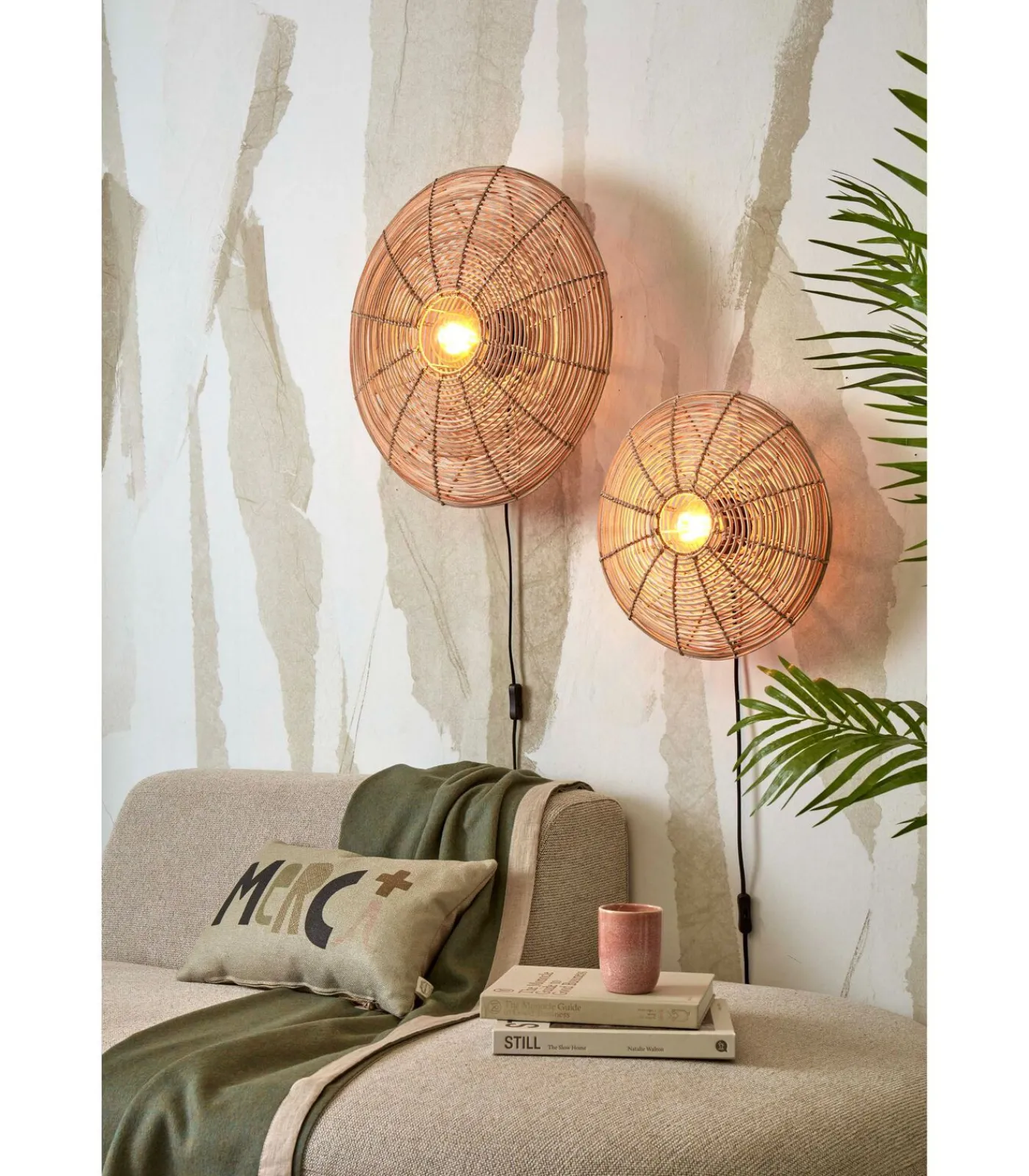 Hot Wandlamp Tanami - Rotan - Ø55cm Muurverlichting