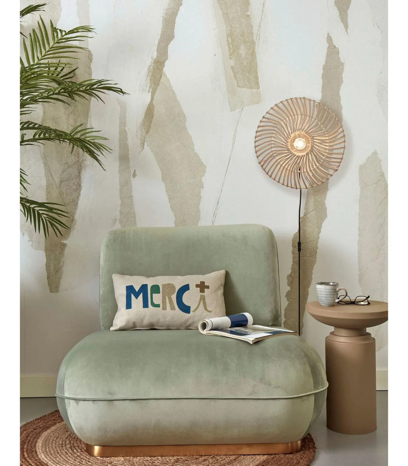 Discount Wandlamp Zanzibar - Rotan Wit - Ø40cm Muurverlichting