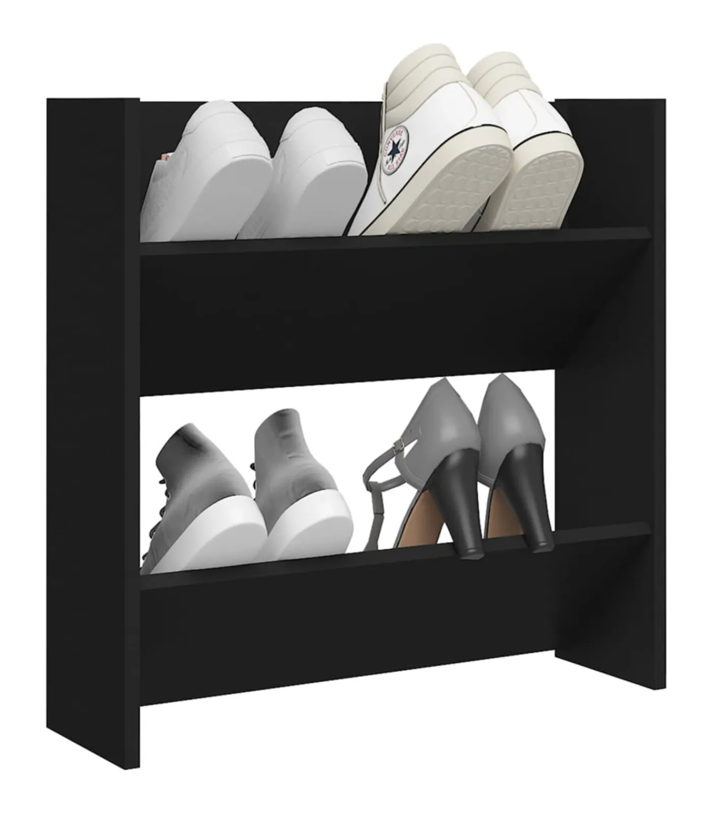 Sale Wandschoenenkast 60x18x60 cm bewerkt hout zwart Organiseren