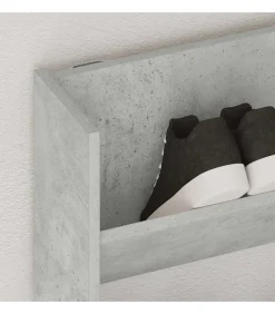 vidaXL Wandschoenenkast 80x18x90 cm spaanplaat betongrijs