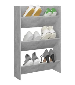 vidaXL Wandschoenenkast 60x18x90 cm spaanplaat betongrijs