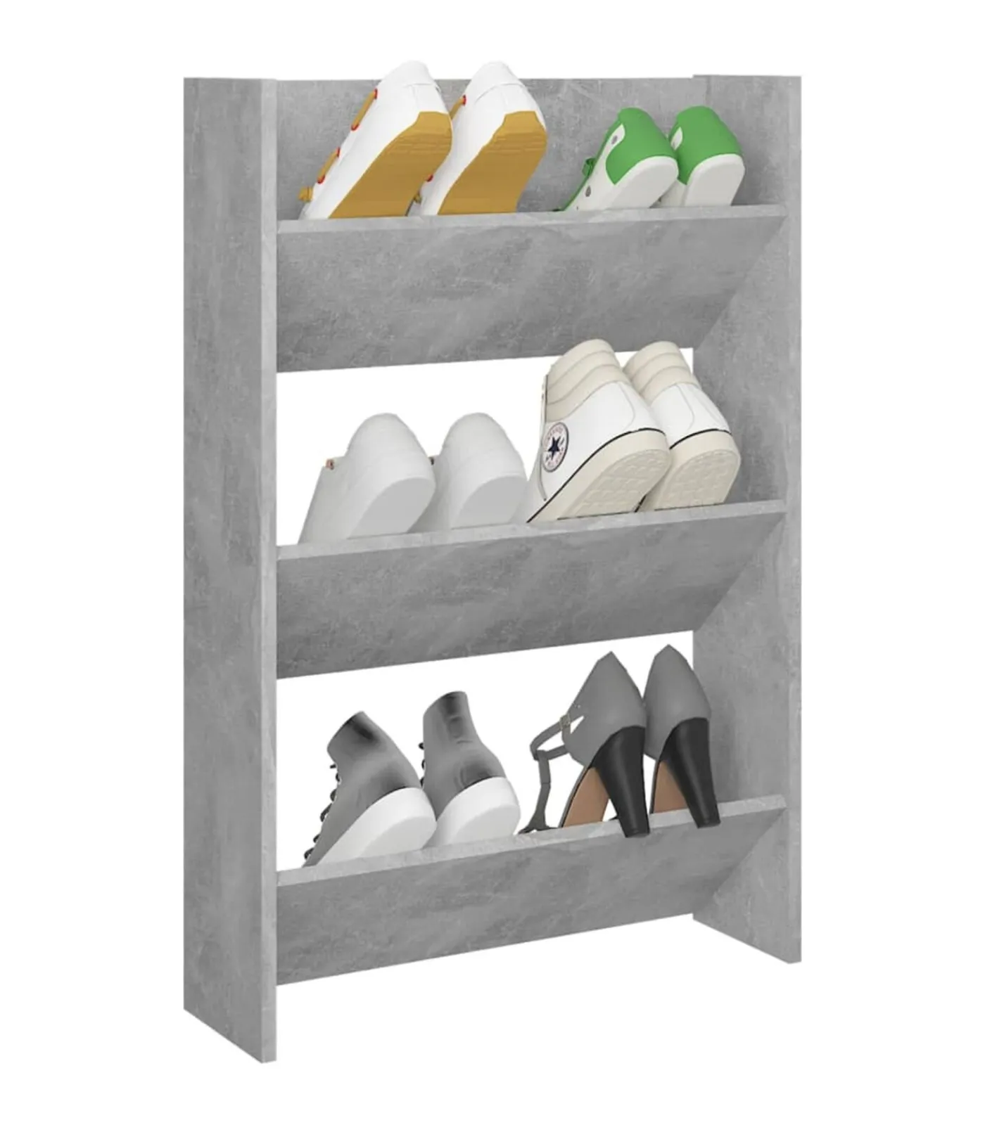 vidaXL Wandschoenenkast 60x18x90 cm spaanplaat betongrijs