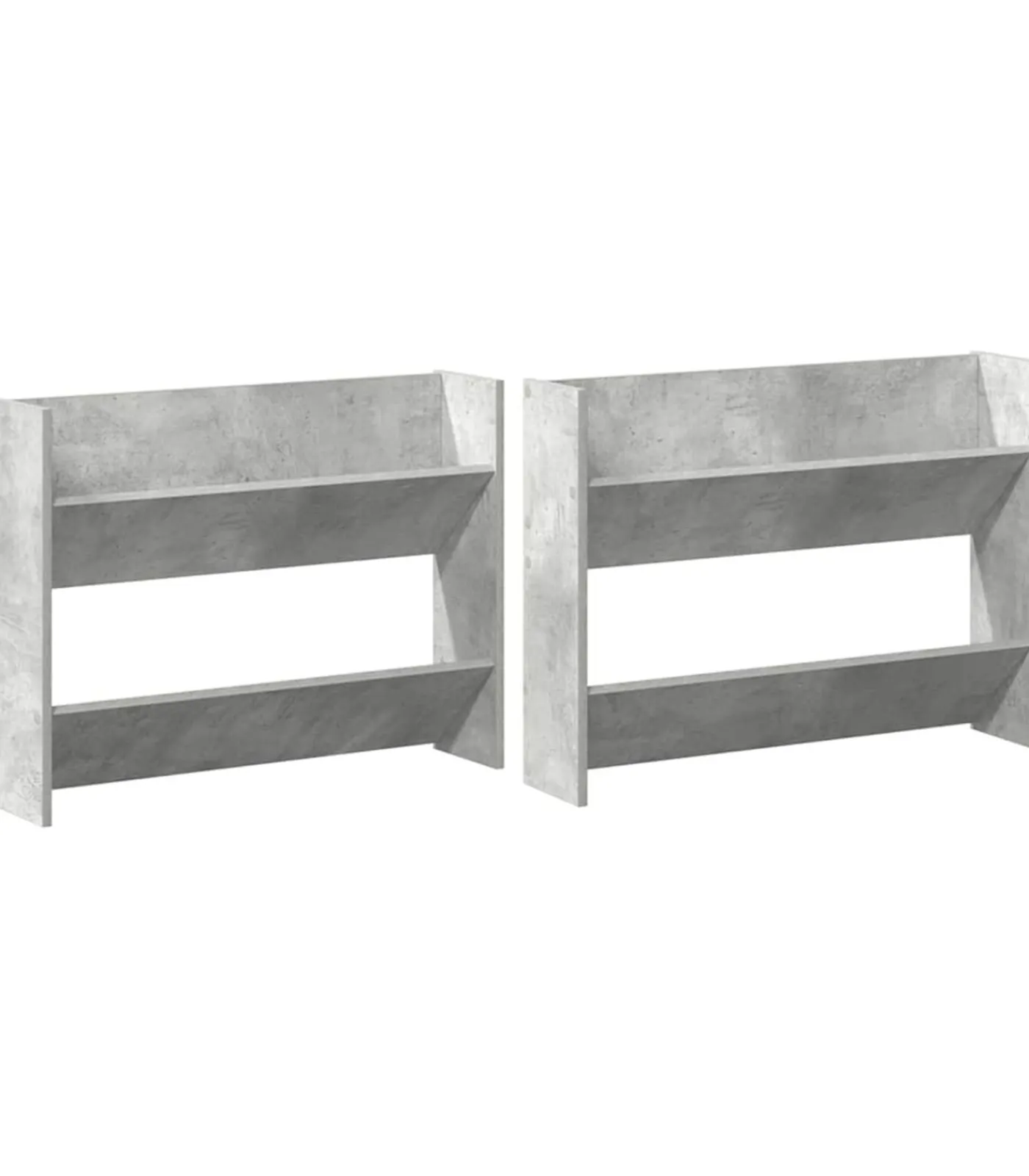vidaXL Wandschoenenkasten 2 st 80x18x60 cm spaanplaat betongrijs