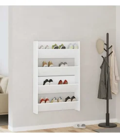 vidaXL Wandschoenenkasten 2 st 80x18x60 cm spaanplaat wit