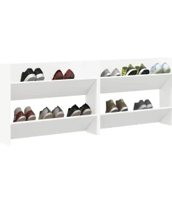 vidaXL Wandschoenenkasten 2 st 80x18x60 cm spaanplaat wit