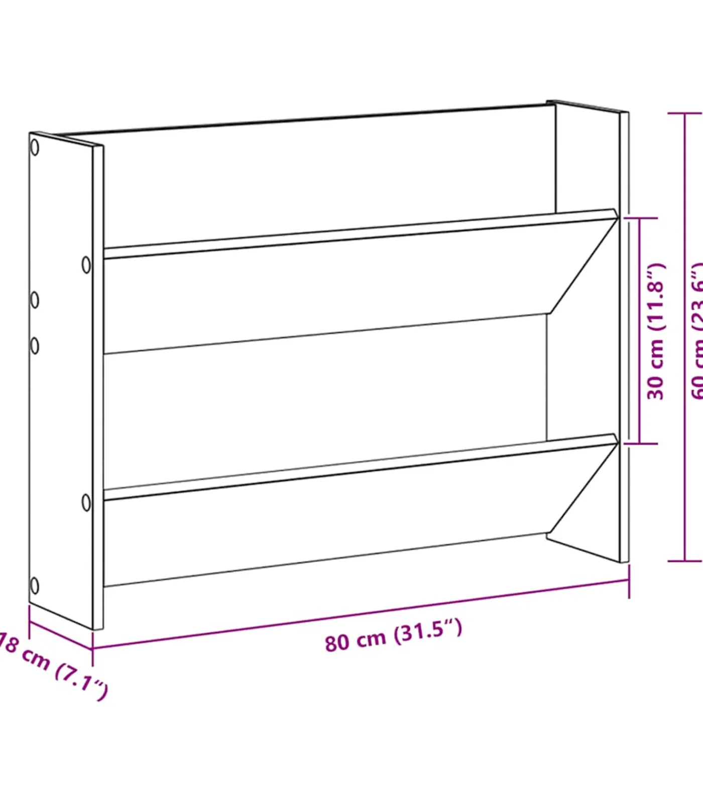 vidaXL Wandschoenenkasten 2 st 80x18x60 cm spaanplaat wit