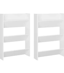 New Wandschoenenkasten 2 st 60x18x90 cm spaanplaat wit Organiseren