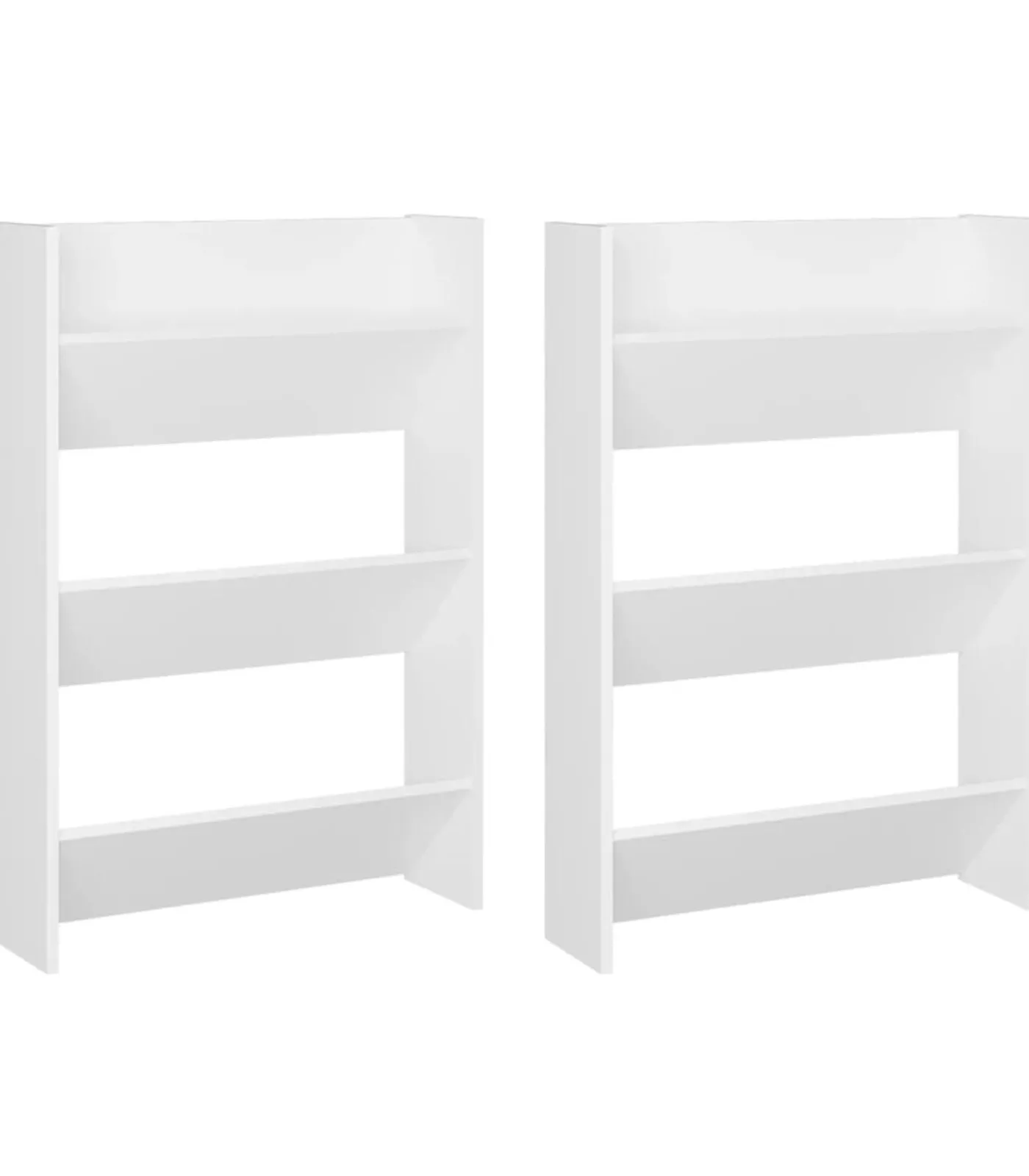 New Wandschoenenkasten 2 st 60x18x90 cm spaanplaat wit Organiseren