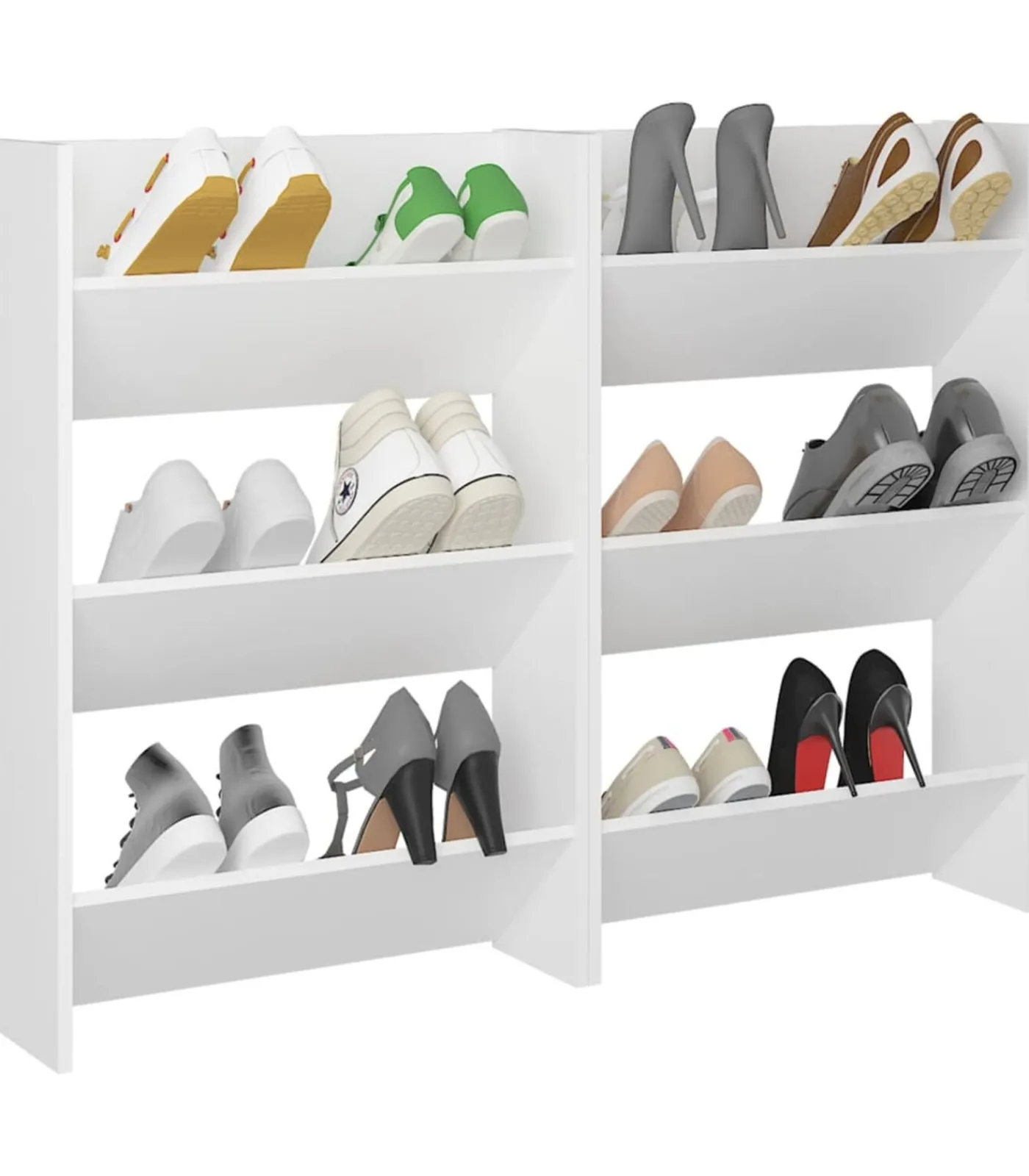 New Wandschoenenkasten 2 st 60x18x90 cm spaanplaat wit Organiseren