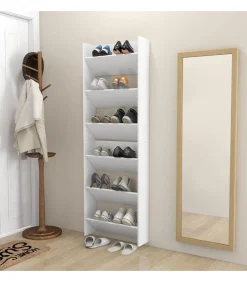 New Wandschoenenkasten 2 st 60x18x90 cm spaanplaat wit Organiseren