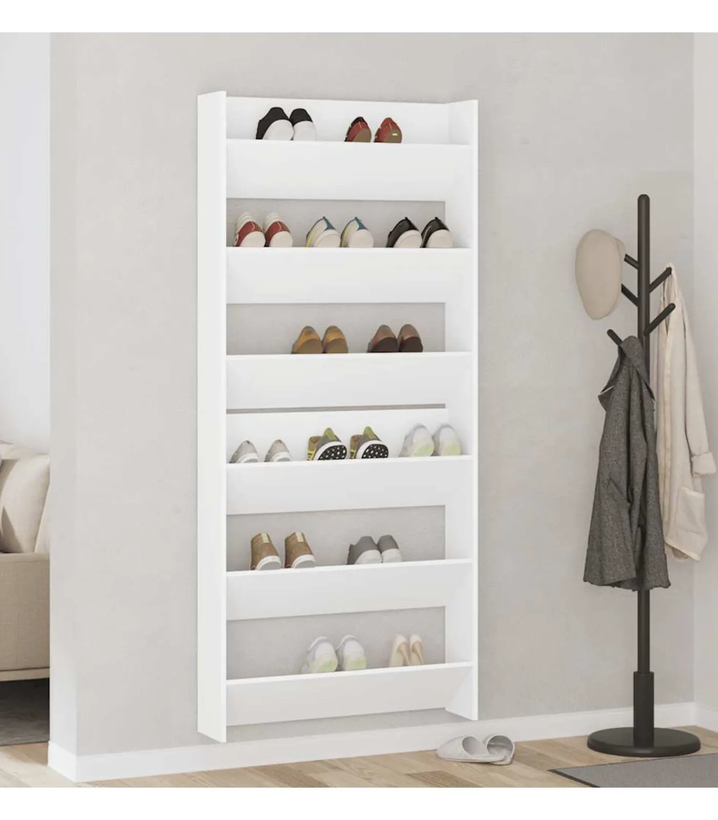 vidaXL Wandschoenenkasten 2 st 80x18x90 cm spaanplaat wit