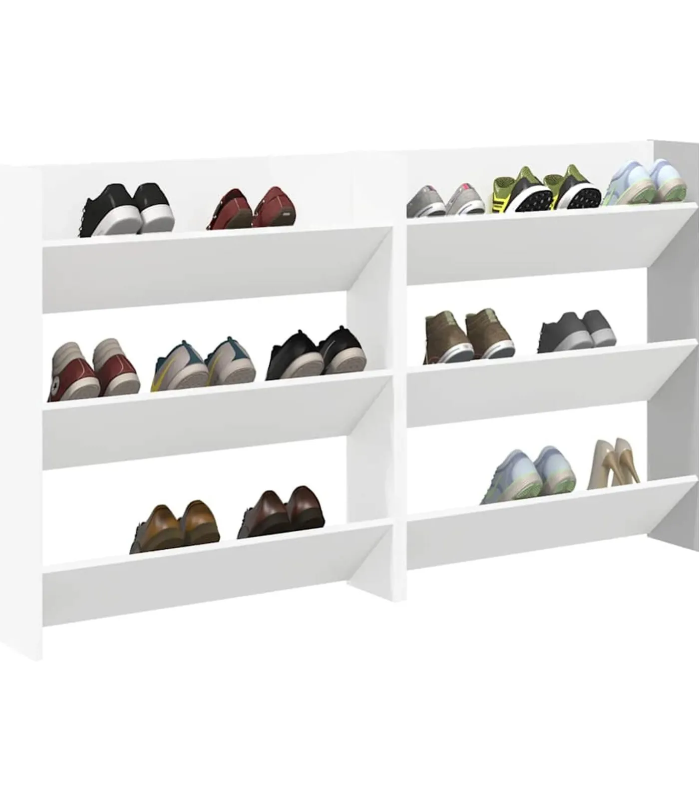 vidaXL Wandschoenenkasten 2 st 80x18x90 cm spaanplaat wit