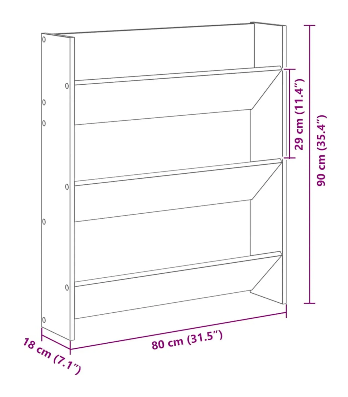 vidaXL Wandschoenenkasten 2 st 80x18x90 cm spaanplaat wit