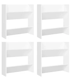 Clearance Wandschoenenkasten 4 st 60x18x60 cm bewerkt hout wit Organiseren