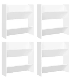 Clearance Wandschoenenkasten 4 st 60x18x60 cm bewerkt hout wit Organiseren