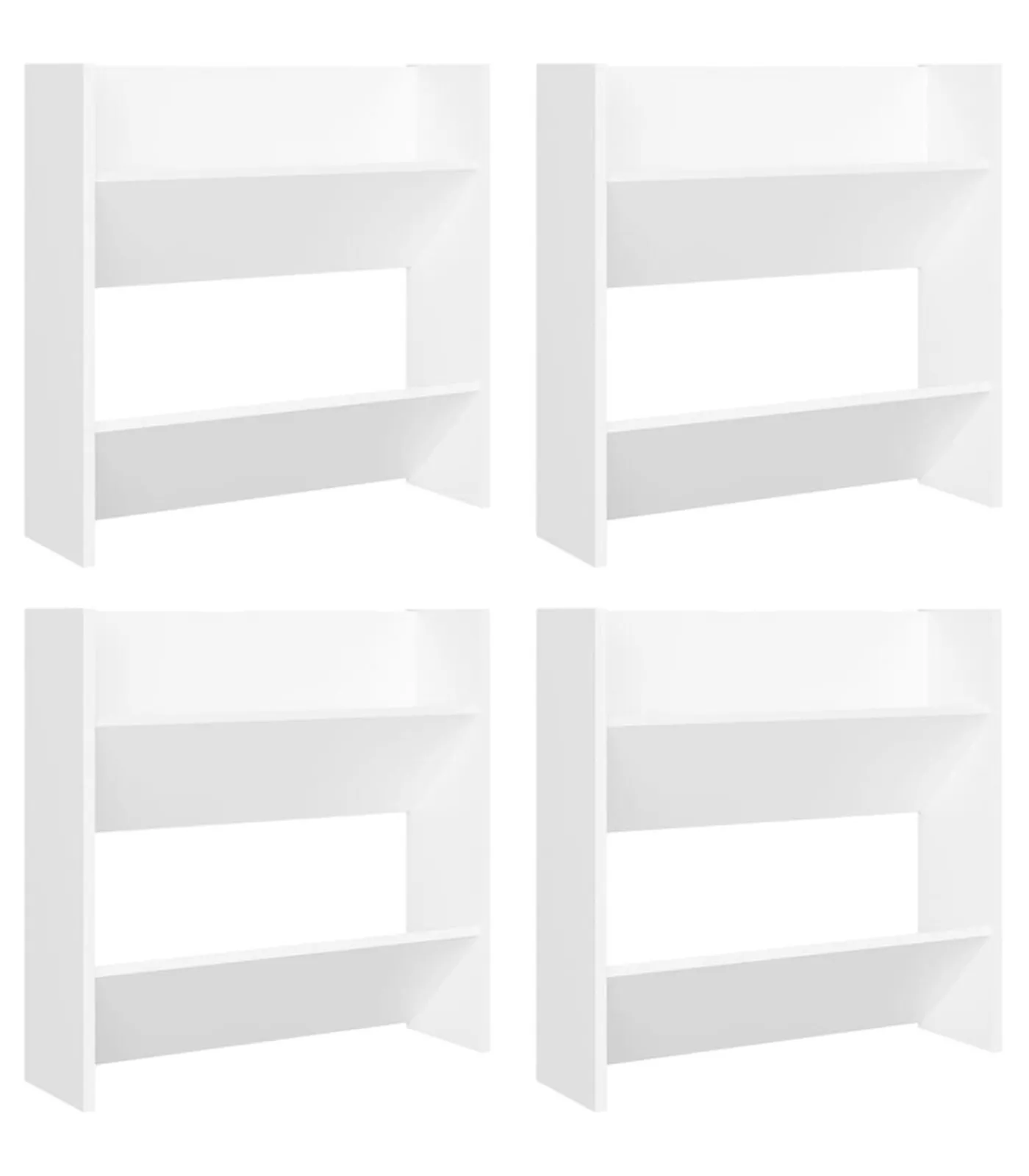 Clearance Wandschoenenkasten 4 st 60x18x60 cm bewerkt hout wit Organiseren