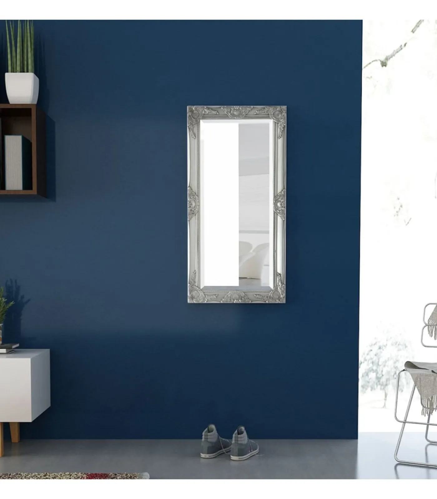 vidaXL Wandspiegel Barok 100 x 50 cm zilver