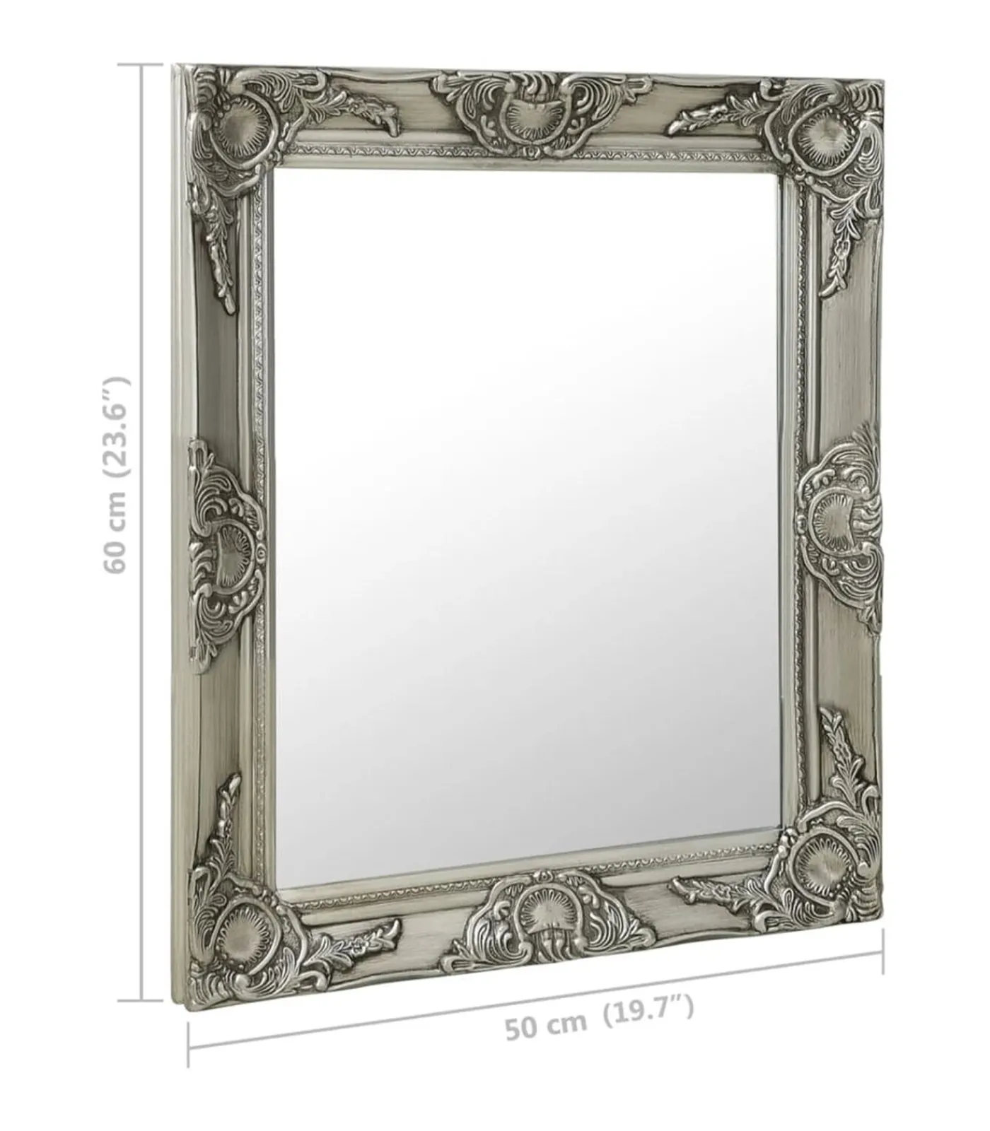 Hot Wandspiegel barok stijl 50x60 cm zilverkleurig Spiegels