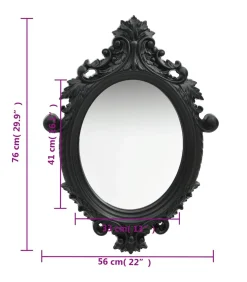 Wandspiegel kasteel stijl 56x76 cm zwart Spiegels