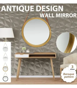 New Wandspiegel met band 50 cm wit Spiegels