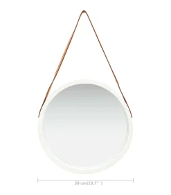 New Wandspiegel met band 50 cm wit Spiegels