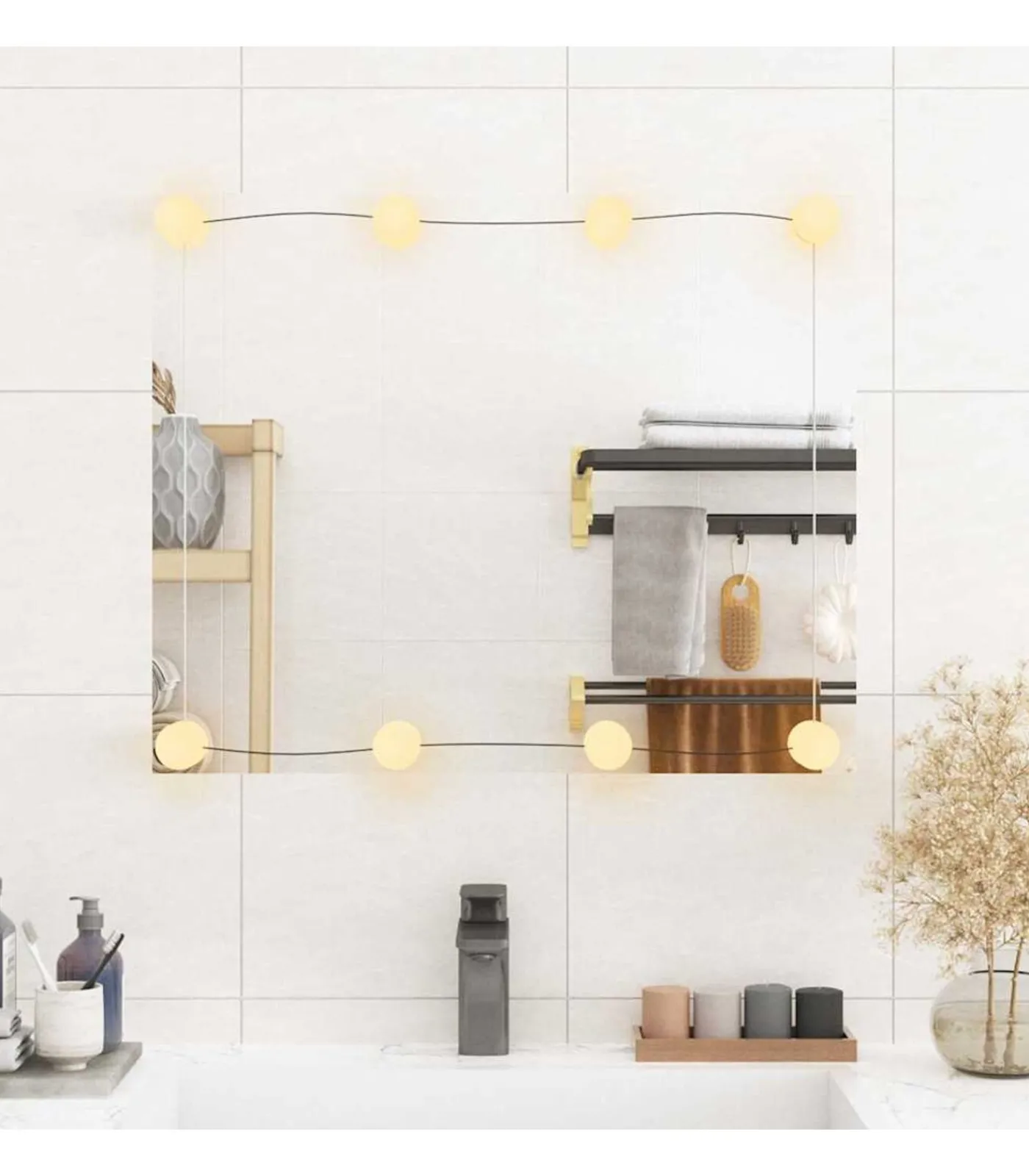 vidaXL Wandspiegel met LED's rechthoekig 50x60 cm glas