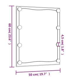 vidaXL Wandspiegel met LED's rechthoekig 50x60 cm glas