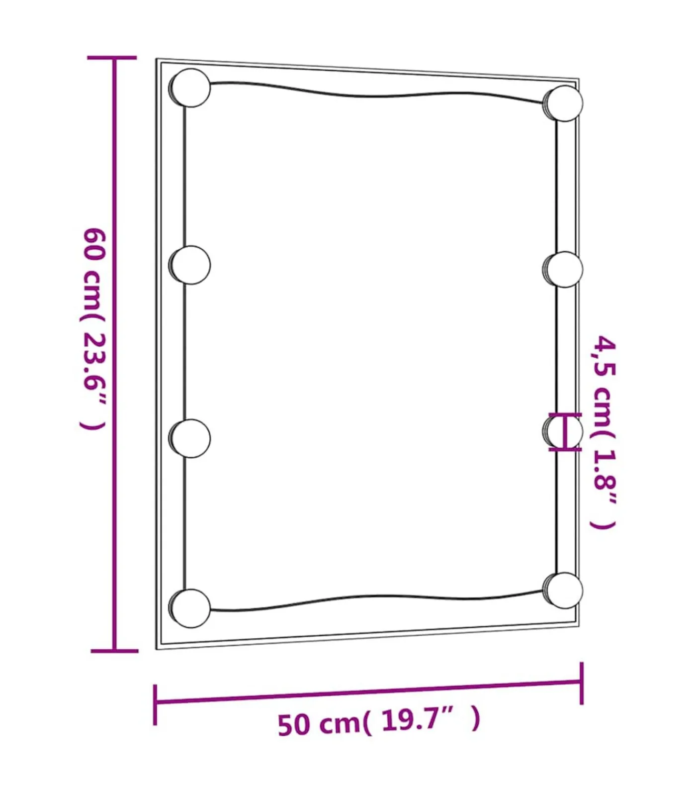 vidaXL Wandspiegel met LED's rechthoekig 50x60 cm glas