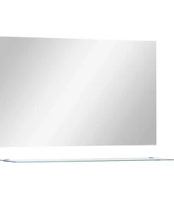 vidaXL Wandspiegel met schap 100x60 cm gehard glas