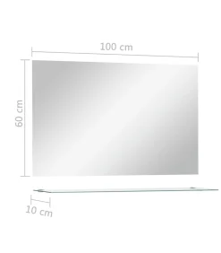 vidaXL Wandspiegel met schap 100x60 cm gehard glas