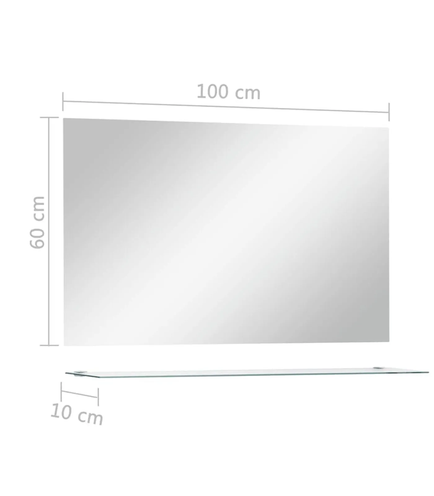 vidaXL Wandspiegel met schap 100x60 cm gehard glas