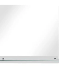 vidaXL Wandspiegel met schap 40x40 cm gehard glas
