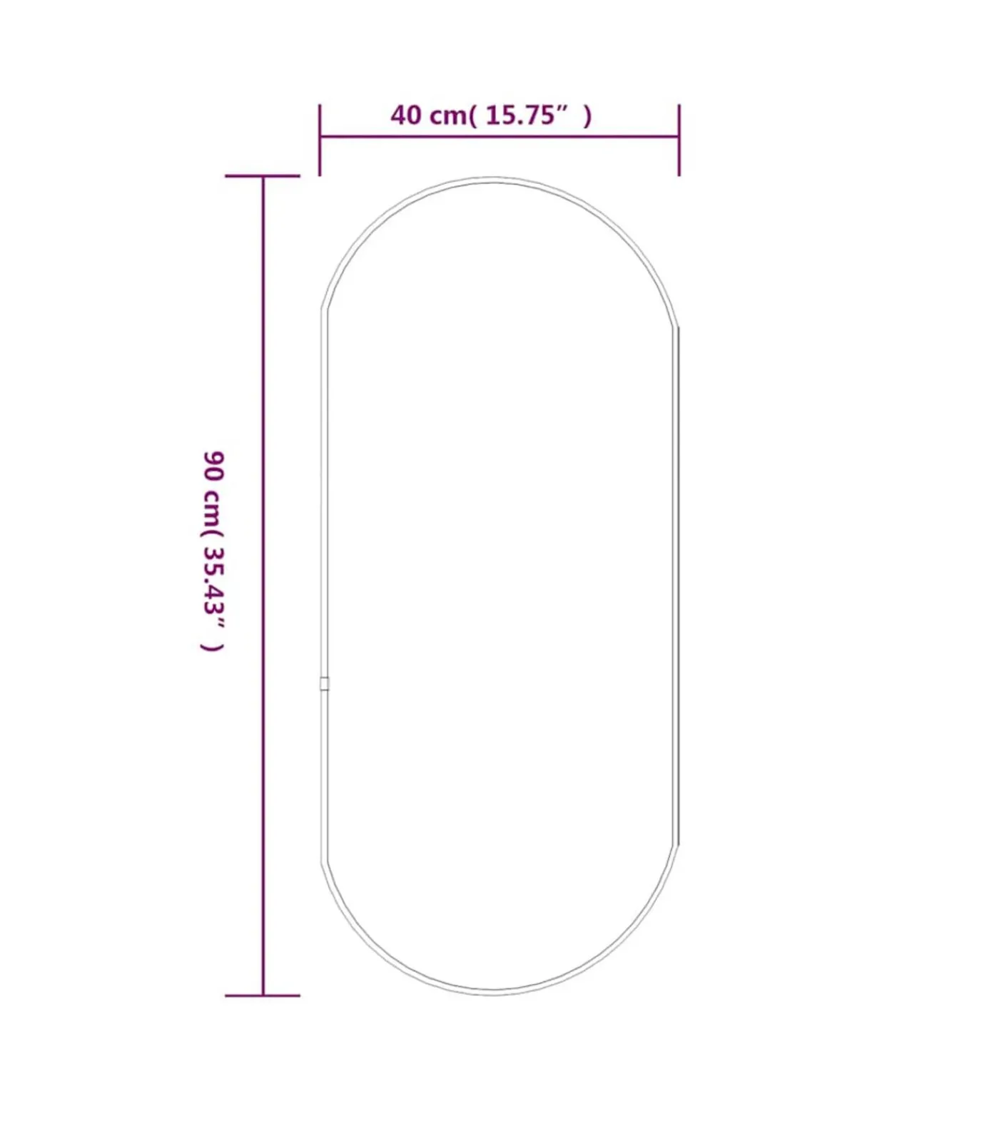 vidaXL Wandspiegel 90x40 cm ovaal zilverkleurig