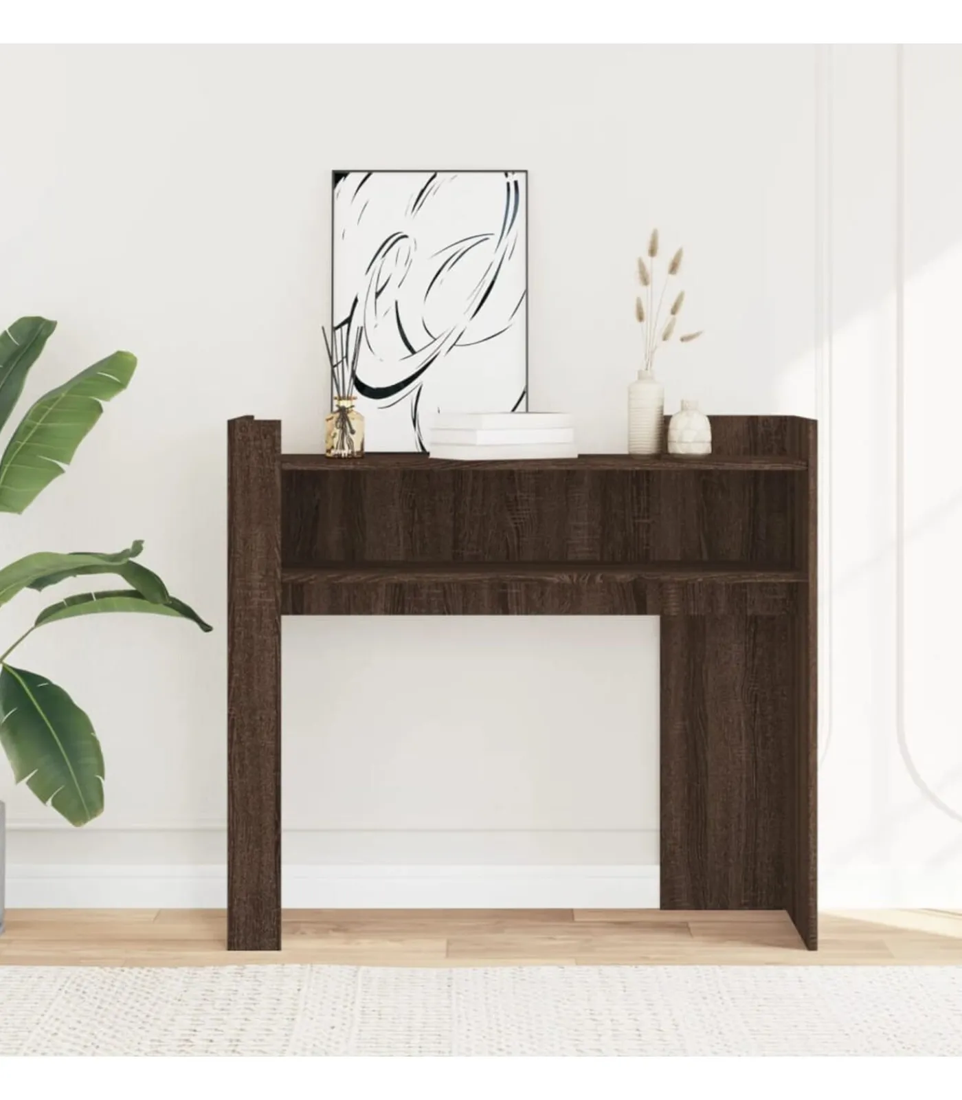 vidaXL Wandtafel 100x35x90 cm bewerkt hout bruin eikenkleurig