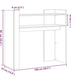 vidaXL Wandtafel 100x35x90 cm bewerkt hout bruin eikenkleurig