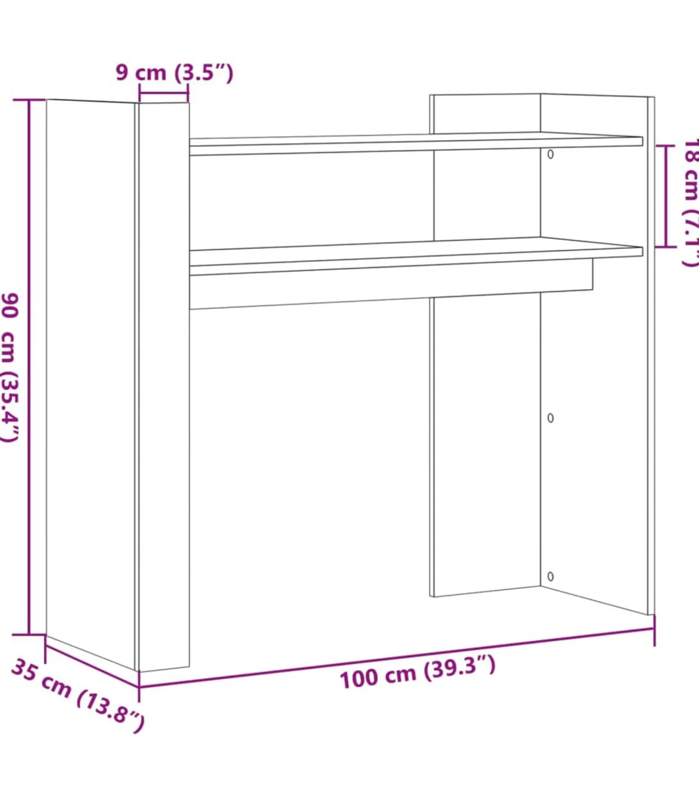 vidaXL Wandtafel 100x35x90 cm bewerkt hout bruin eikenkleurig