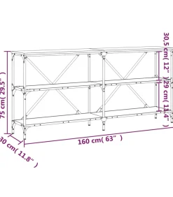 Discount Wandtafel 160x30x75 cm bewerkt hout en ijzer sonoma eikenkleur Tafels