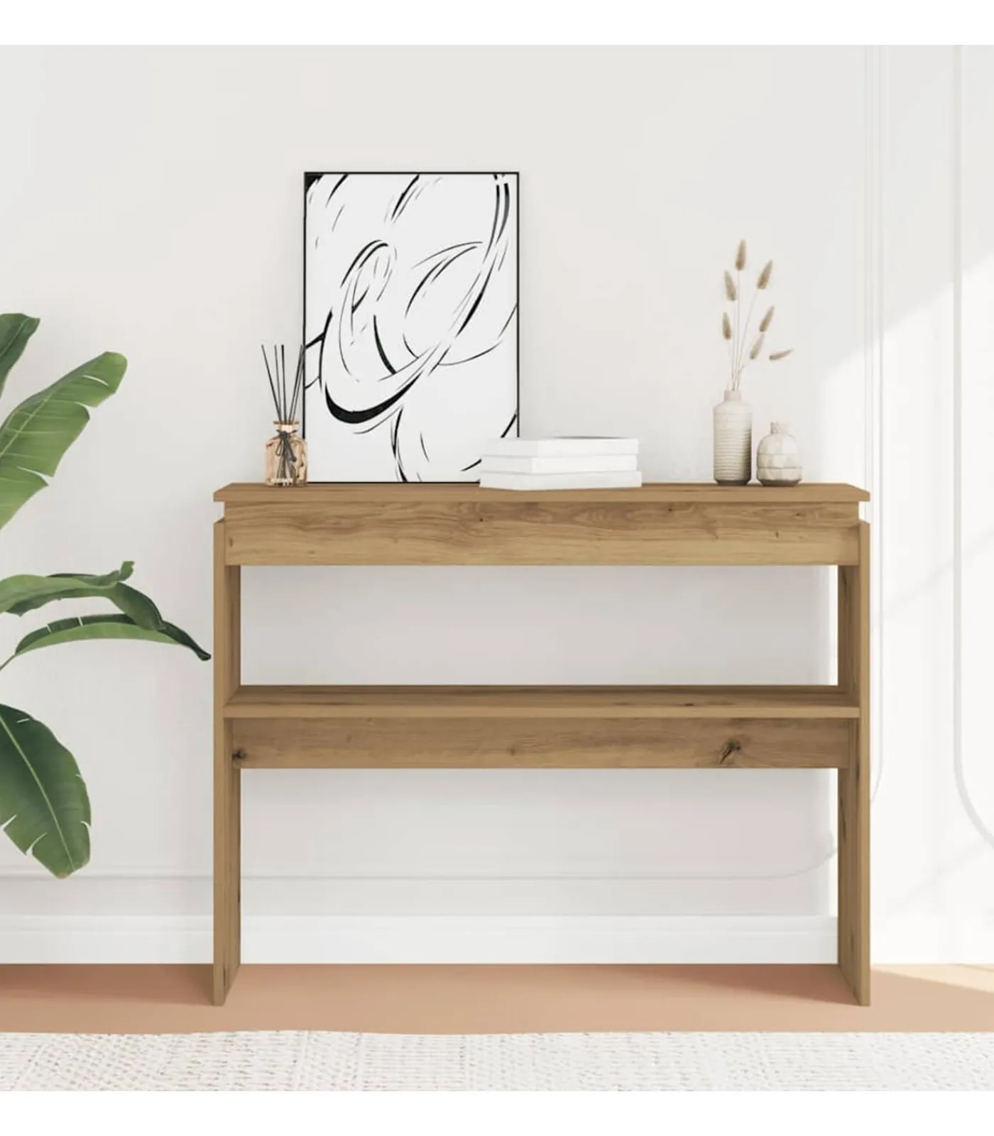 vidaXL Wandtafel 102x30x80 cm bewerkt hout artisanaal eikenkleur