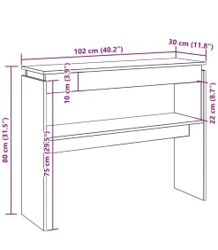 vidaXL Wandtafel 102x30x80 cm bewerkt hout artisanaal eikenkleur