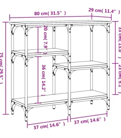 vidaXL Wandtafel 80x29x75 cm bewerkt hout grijs sonoma eikenkleurig