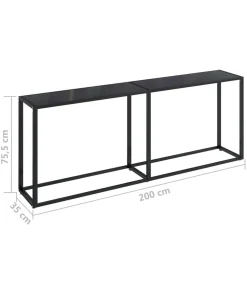 New Wandtafel 200x35x75,5 cm gehard glas zwart Tafels