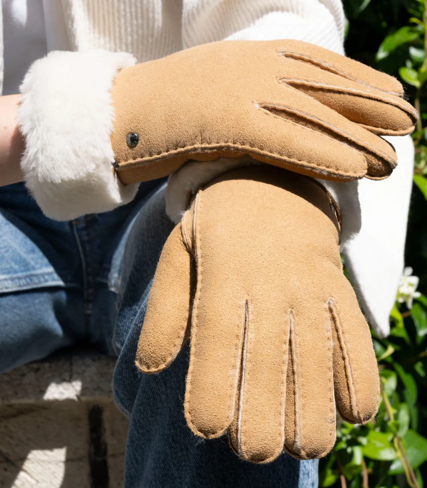 Outlet Warme leren dameshandschoenen Caramel DAMES Handschoenen