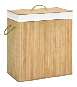 vidaXL Wasmand met 2 vakken 100 L bamboe