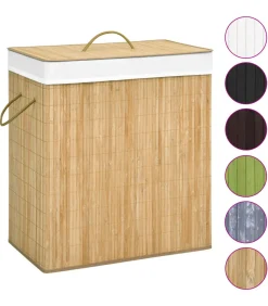 vidaXL Wasmand met 2 vakken 100 L bamboe