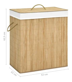 vidaXL Wasmand met 2 vakken 100 L bamboe