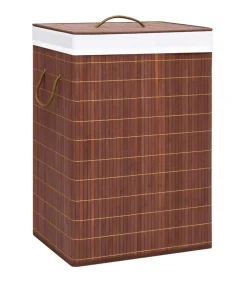 Wasmand met 2 vakken 72 L bamboe bruin Manden En Bakken